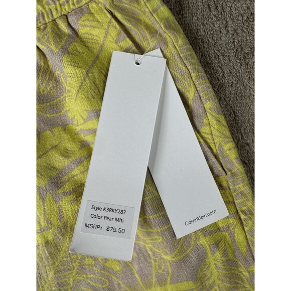 Calvin Klein Women’s Tropical Palm Print Pants,SizeL,55%linen - Picture 9 of 14